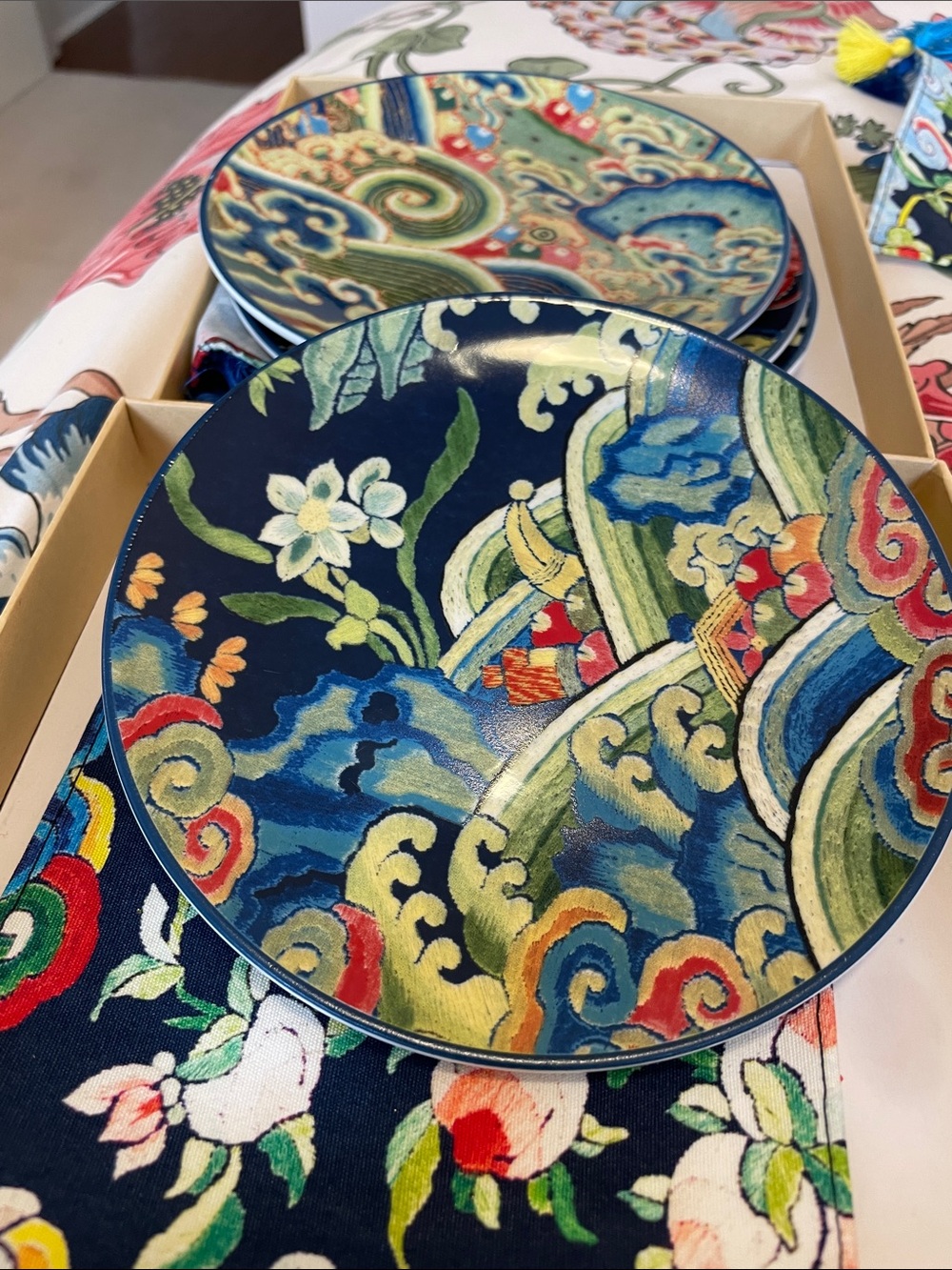 Decorative Floral Wave Pattern Ceramic Plate - Multicolor from the Met
